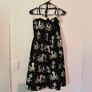 Sourpuss Black and Cream Halter Sundress
